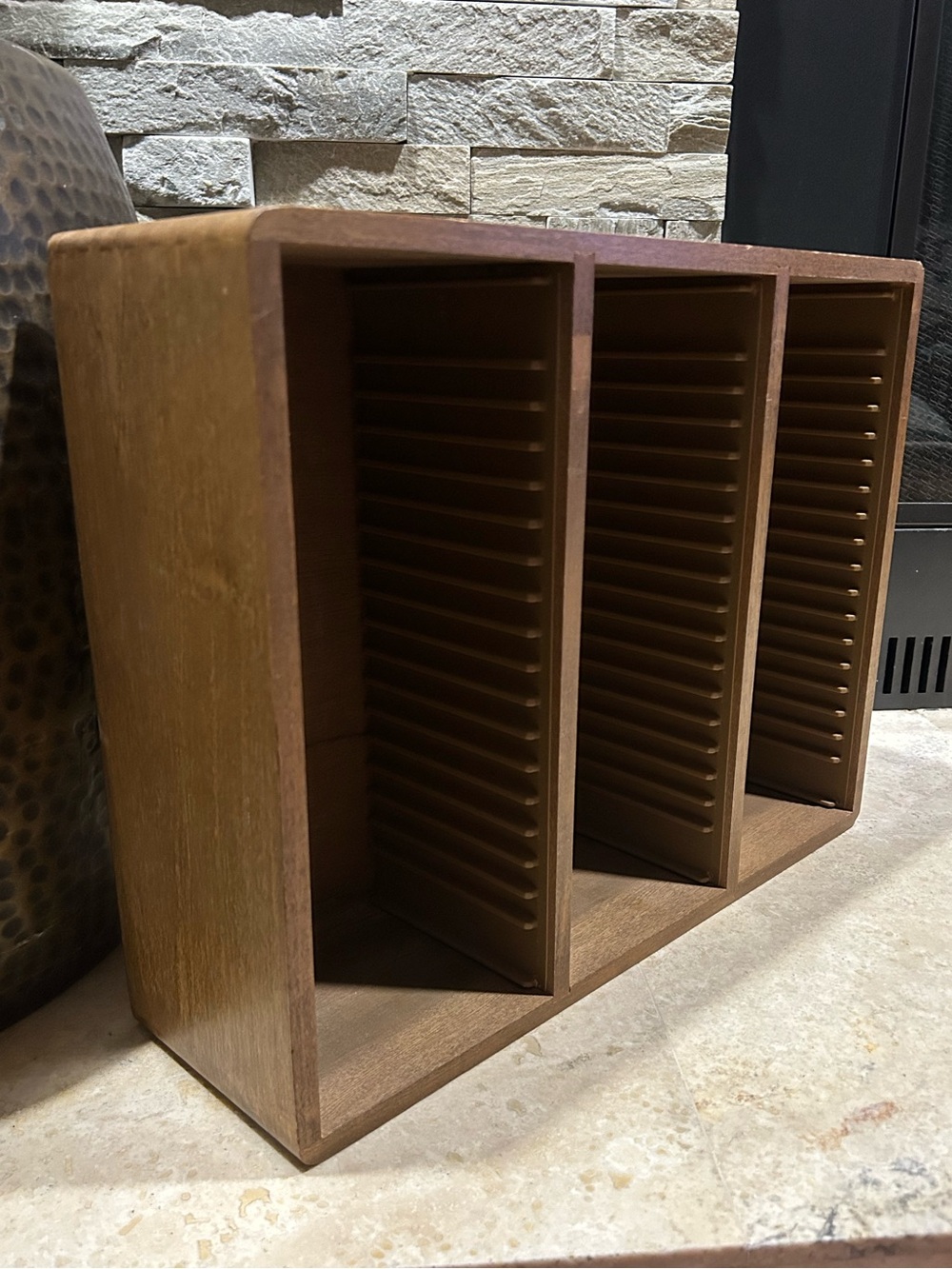 vintage MCM wooden CD storage rack - Picture 3 of 13